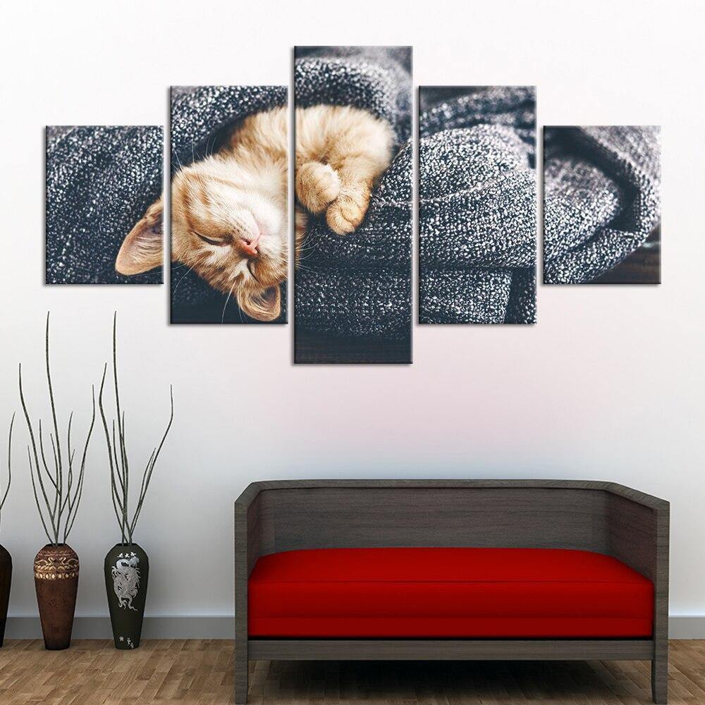 CHATON DORMANT - Tableau mural sur toile imprimée - Art-Cadre.fr