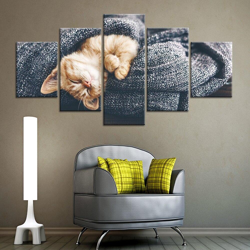 CHATON DORMANT - Tableau mural sur toile imprimée - Art-Cadre.fr