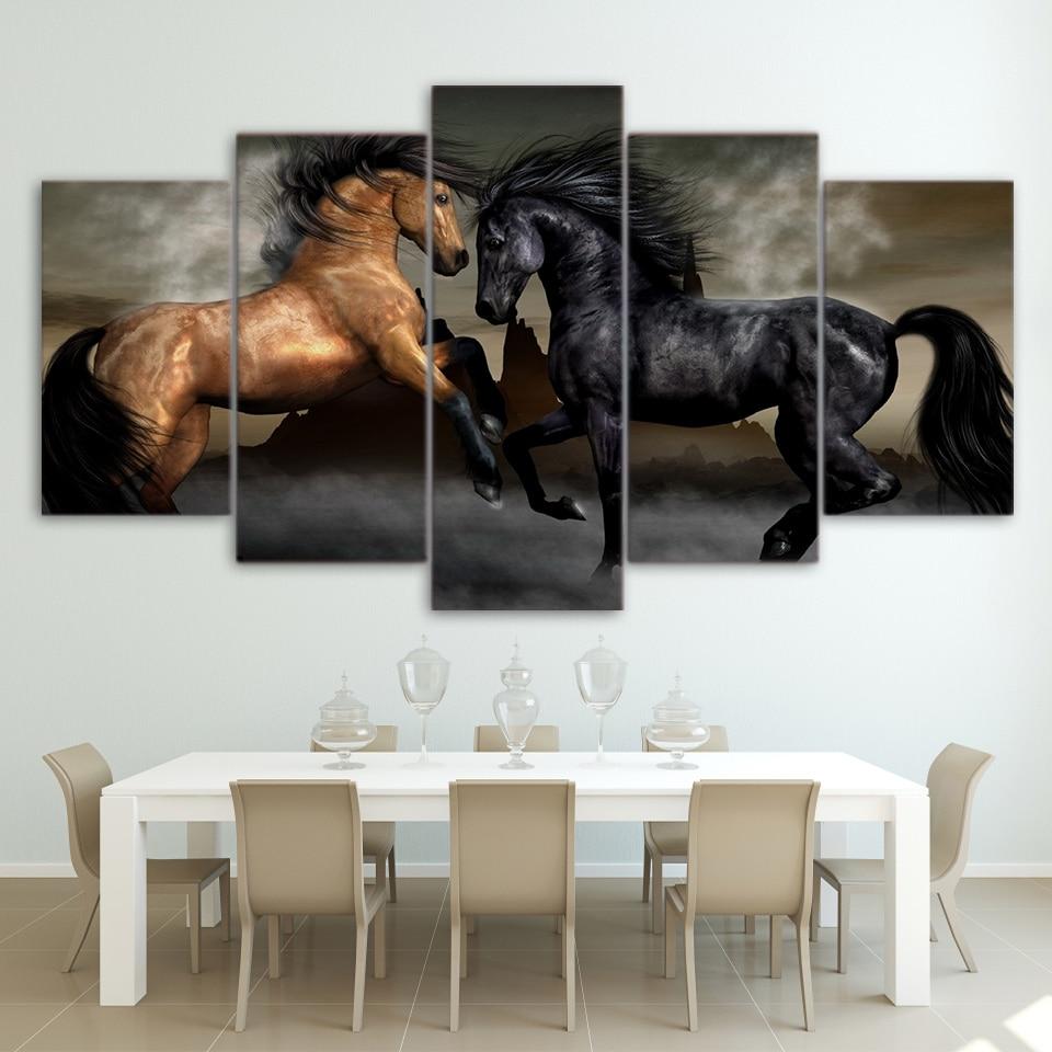 CHEVAUX FACE-À-FACE - Tableau mural sur toile imprimée - Art-Cadre.fr