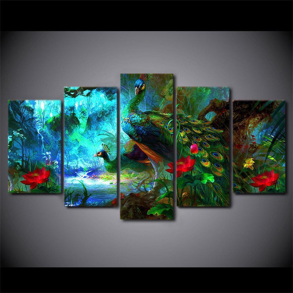 COUPLE DE PAONS - Tableau mural sur toile imprimée - Art-Cadre.fr