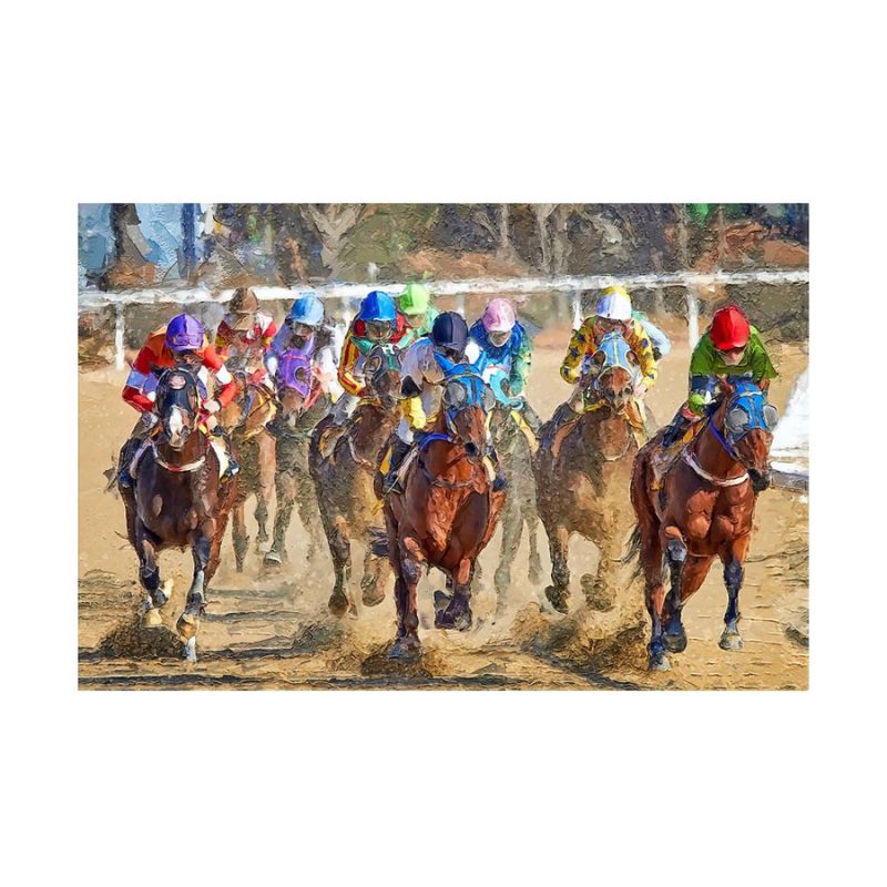 tableau course de chevaux toile