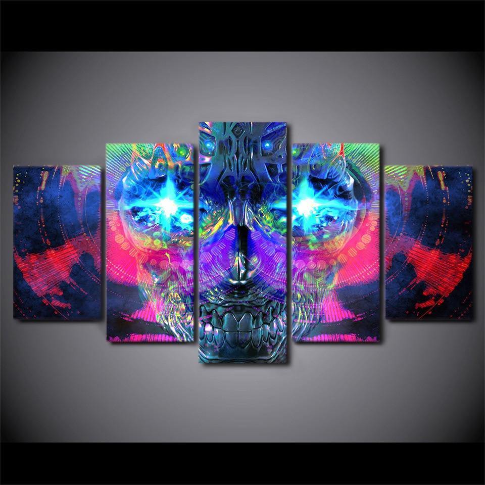 CRÂNE PSYCHÉDÉLIQUE - Tableau mural sur toile imprimée - Art-Cadre.fr