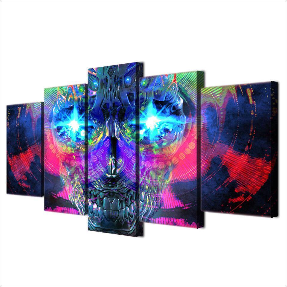 CRÂNE PSYCHÉDÉLIQUE - Tableau mural sur toile imprimée - Art-Cadre.fr