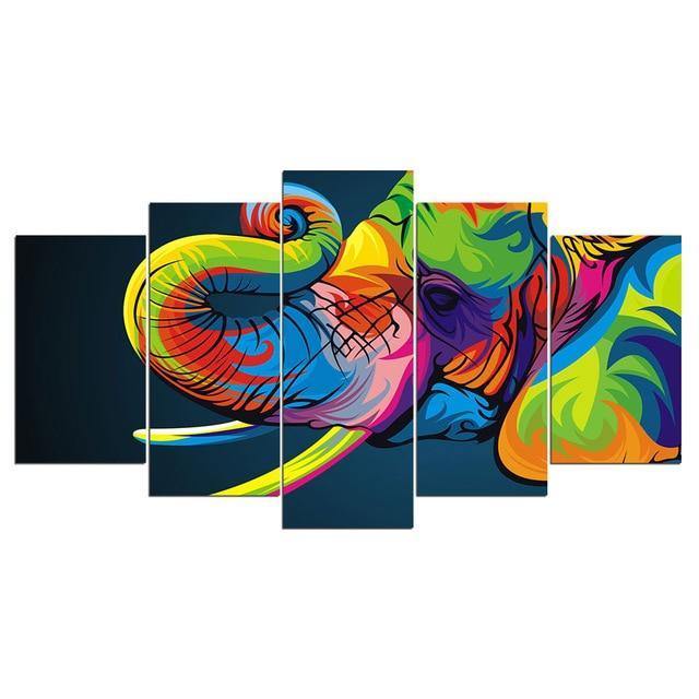 ÉLÉPHANT, POLYCHROME - Tableau mural sur toile imprimée - Art-Cadre.fr