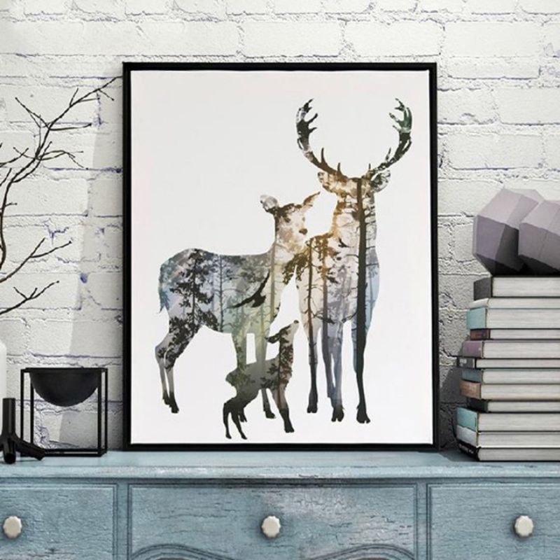 Tableau famille de cerf