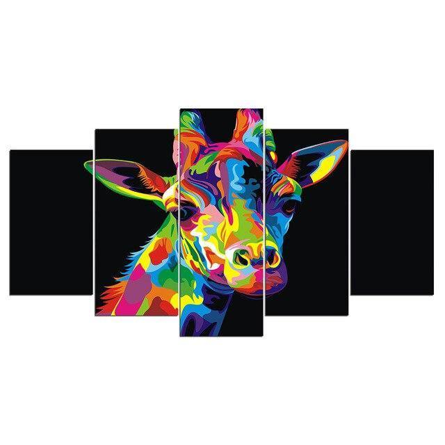 GIRAFE, POLYCHROME - Tableau mural sur toile imprimée - Art-Cadre.fr