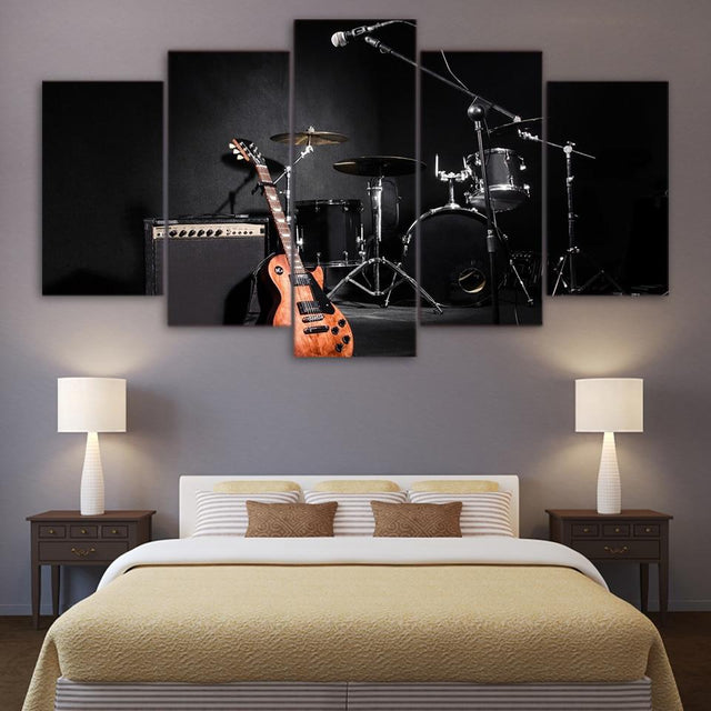 GUITARE ET BATTERIE - Tableau mural sur toile imprimée - Art-Cadre.fr