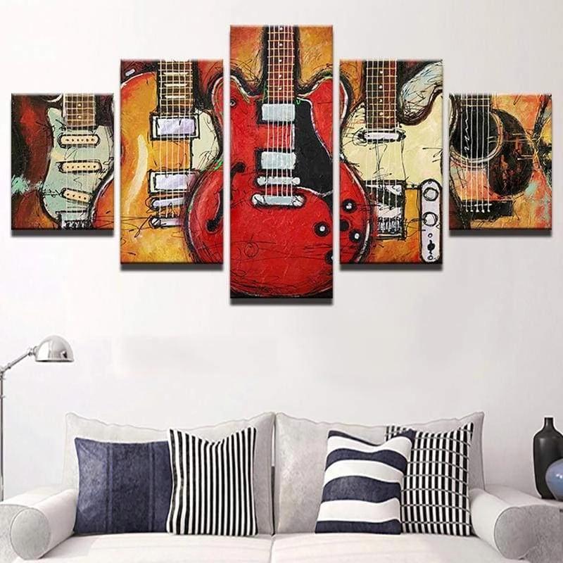 GUITARES VINTAGE - Tableau mural sur toile imprimée - Art-Cadre.fr