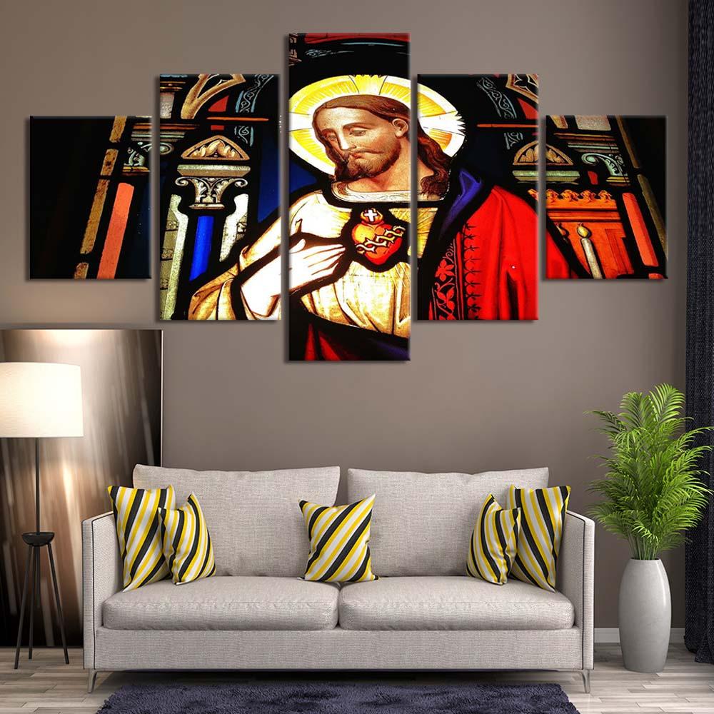JÉSUS, VITRAIL - Tableau mural sur toile imprimée - Art-Cadre.fr