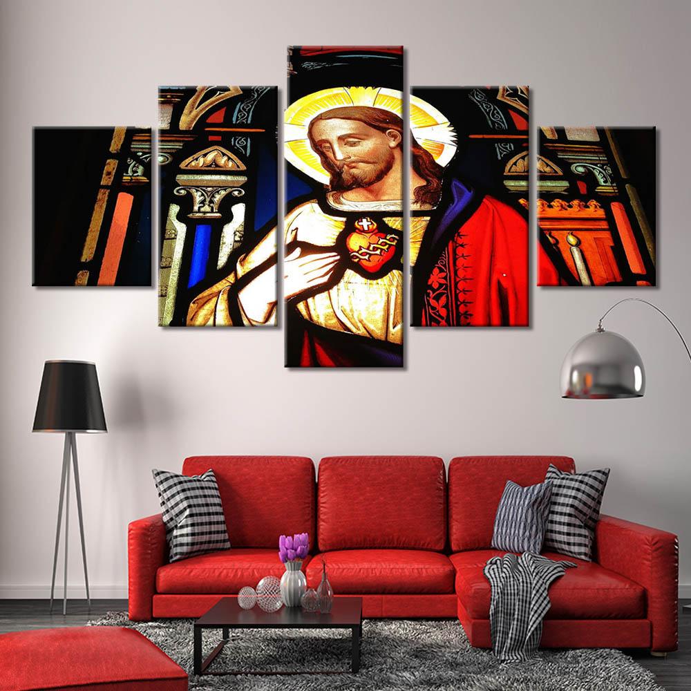 JÉSUS, VITRAIL - Tableau mural sur toile imprimée - Art-Cadre.fr