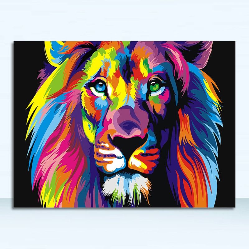 tableau lion pop art toile