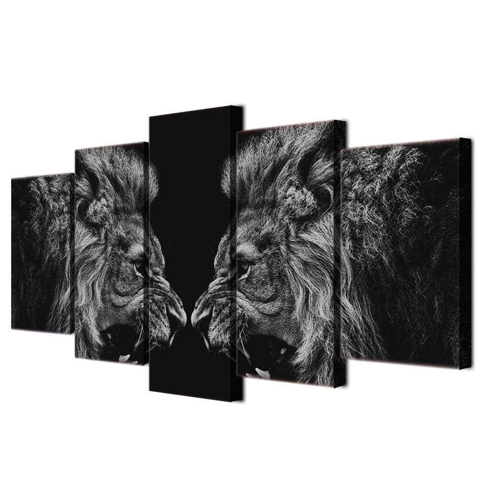 LIONS, TÊTE-À-TÊTE - Tableau mural sur toile imprimée - Art-Cadre.fr