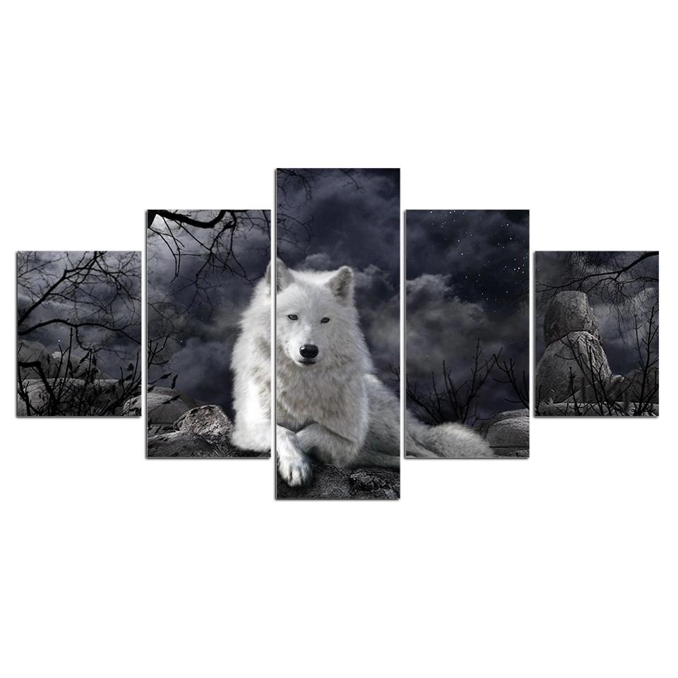 LOUP BLANC - Tableau mural sur toile imprimée - Art-Cadre.fr