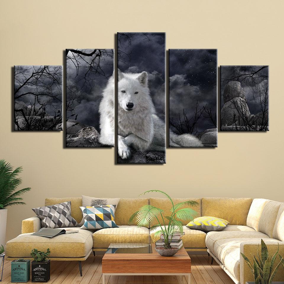Tableau Photo Forêt Image décoration Murale Loup Gris 60x90 cm