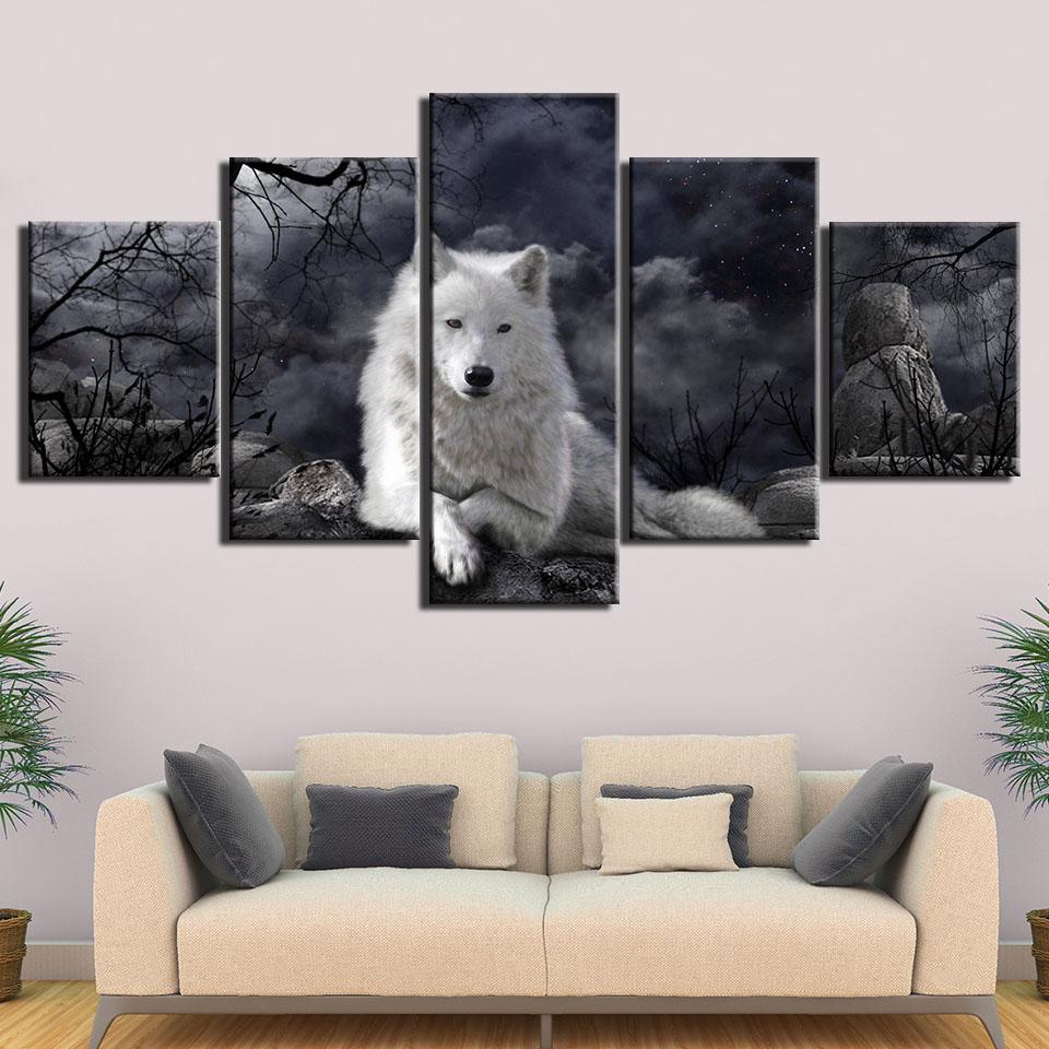 LOUP BLANC - Tableau mural sur toile imprimée - Art-Cadre.fr