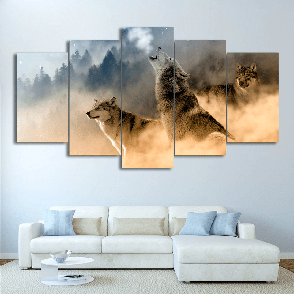 LOUPS DES BRUMES - Tableau mural sur toile imprimée - Art-Cadre.fr