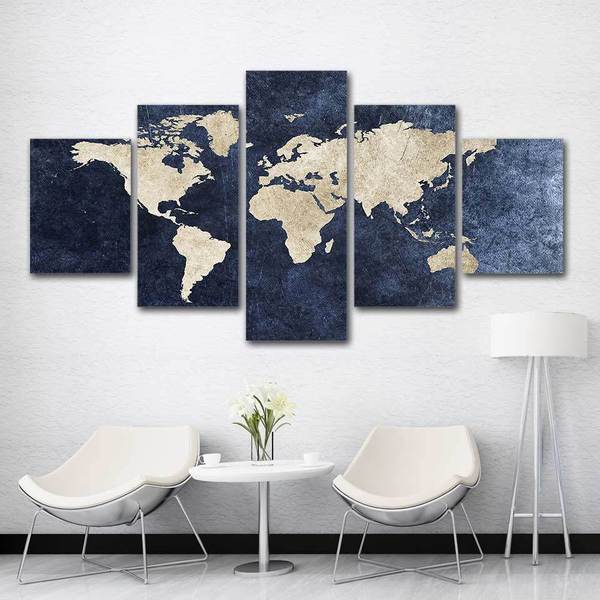 MAPPEMONDE - Tableau mural sur toile imprimée - Art-Cadre.fr