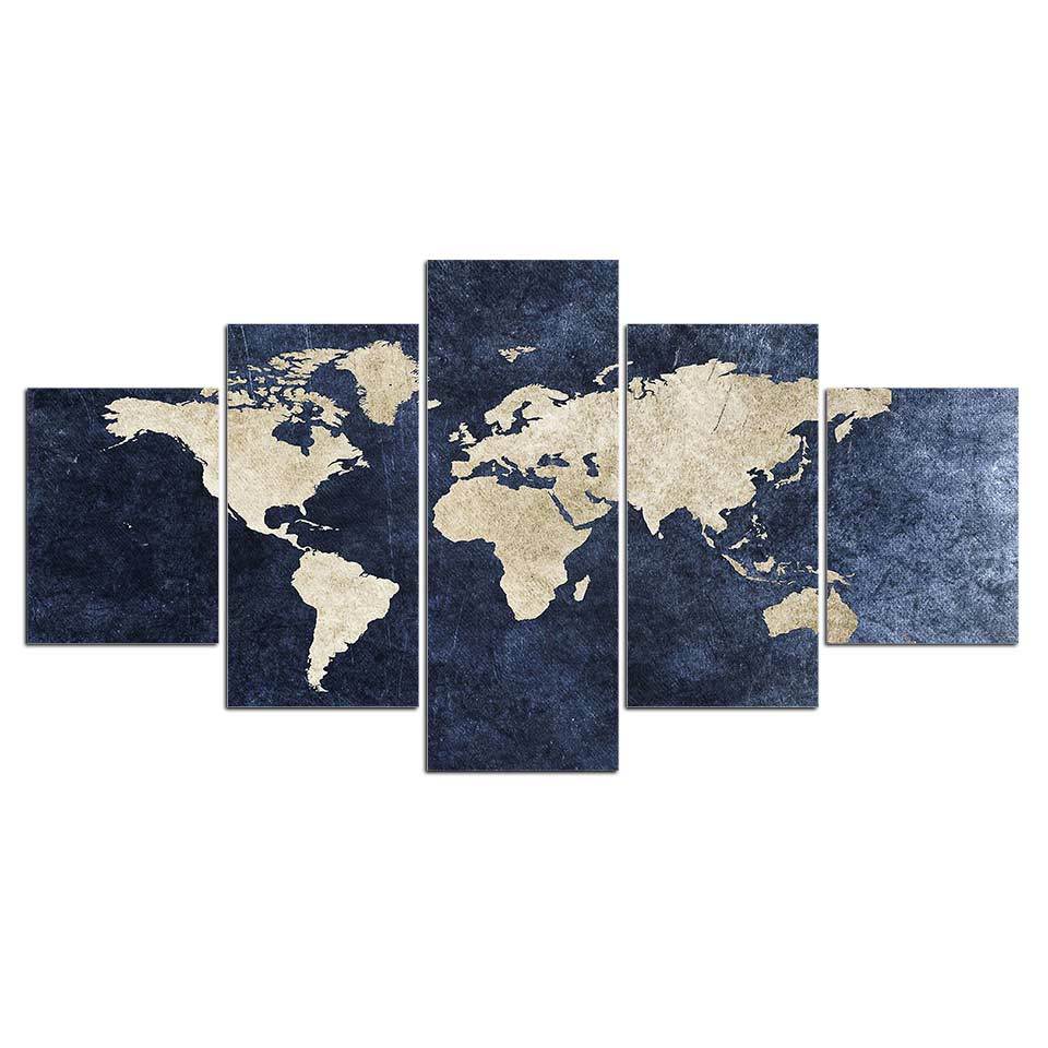 MAPPEMONDE - Tableau mural sur toile imprimée - Art-Cadre.fr