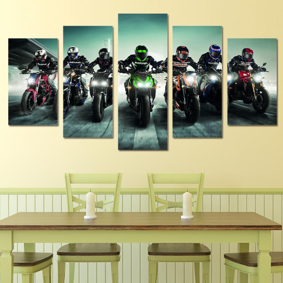 MOTOS AU DÉPART - Tableau mural sur toile imprimée - Art-Cadre.fr
