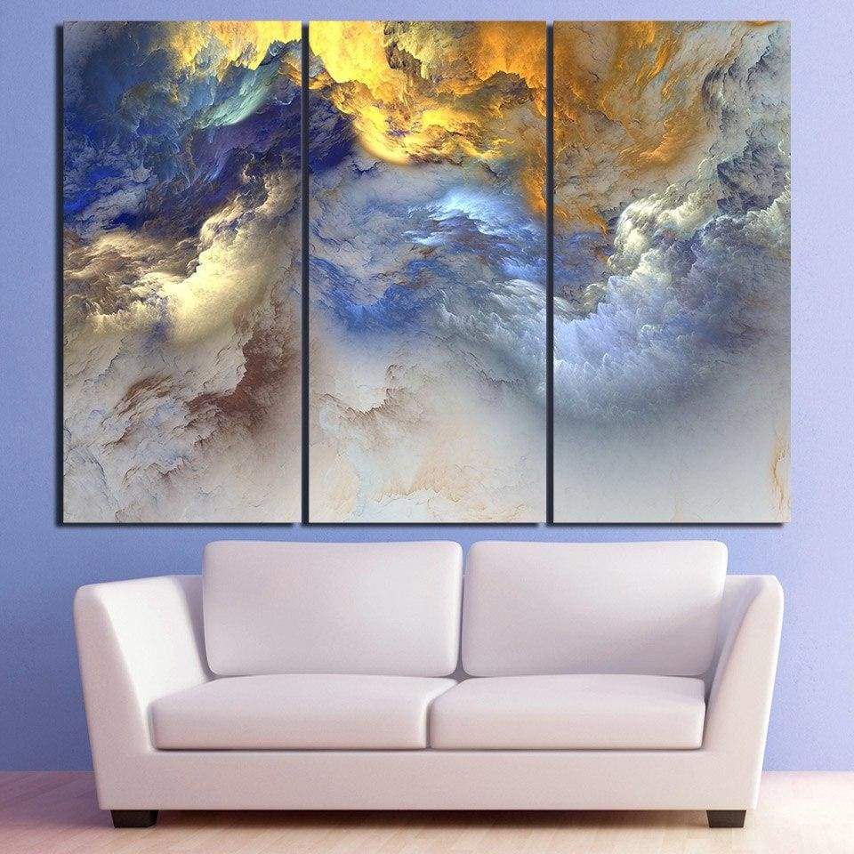 NUAGES BLEUS ET JAUNES - Tableau mural sur toile imprimée - Art-Cadre.fr