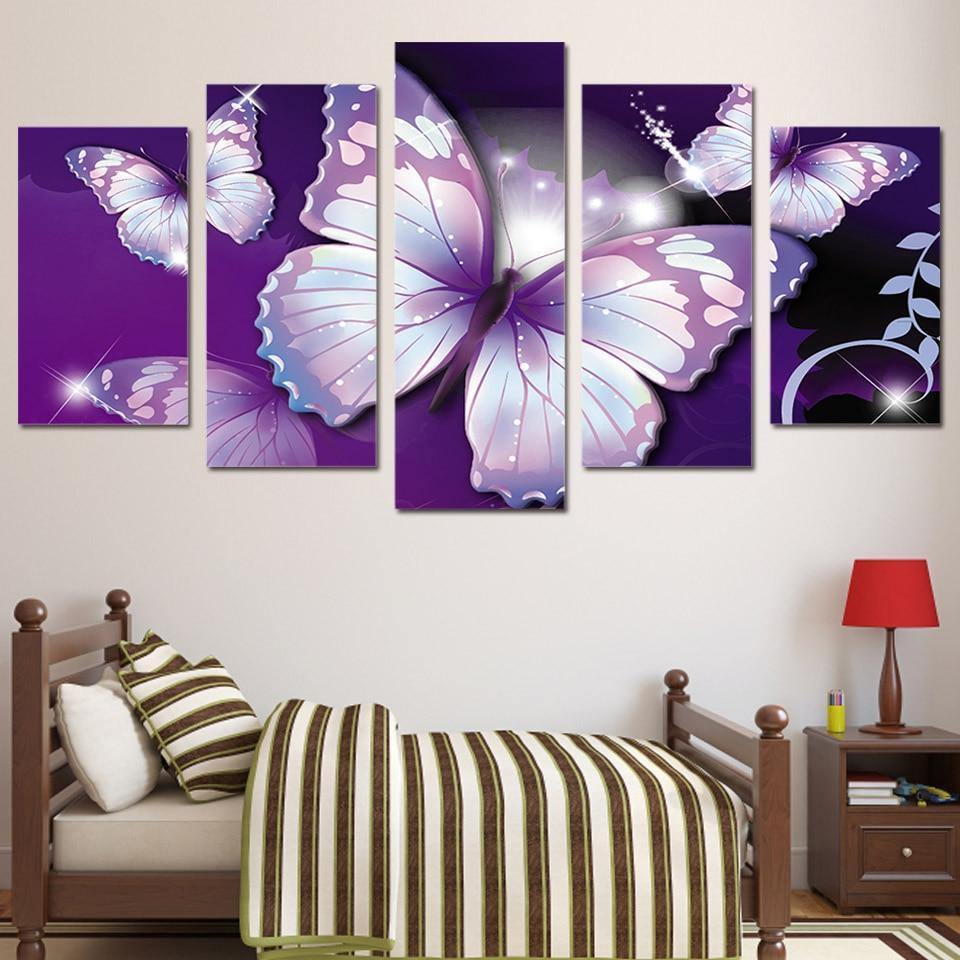 PAPILLONS POURPRES - Tableau mural sur toile imprimée - Art-Cadre.fr