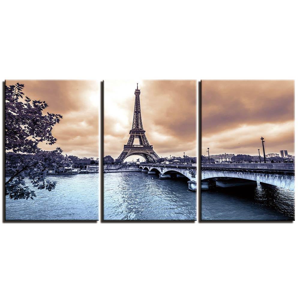 PARIS, BORDS DE SEINE - TRIPTYQUE - Tableau mural sur toile imprimée - Art-Cadre.fr