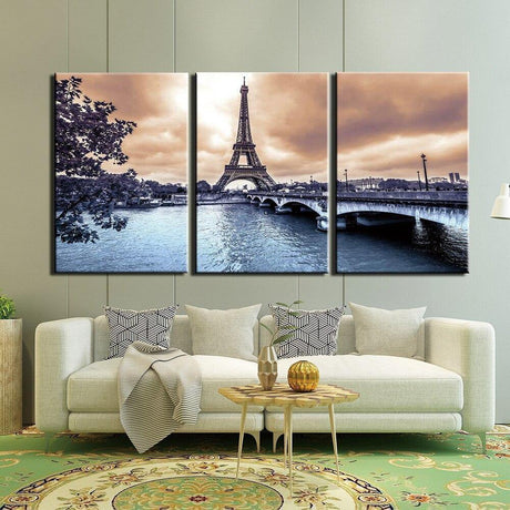 PARIS, BORDS DE SEINE - TRIPTYQUE - Tableau mural sur toile imprimée - Art-Cadre.fr