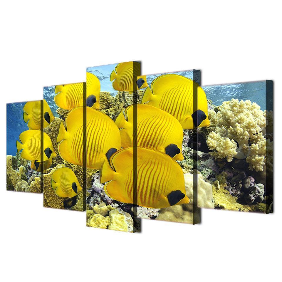 POISSON-PAPILLON JAUNE - Tableau mural sur toile imprimée - Art-Cadre.fr