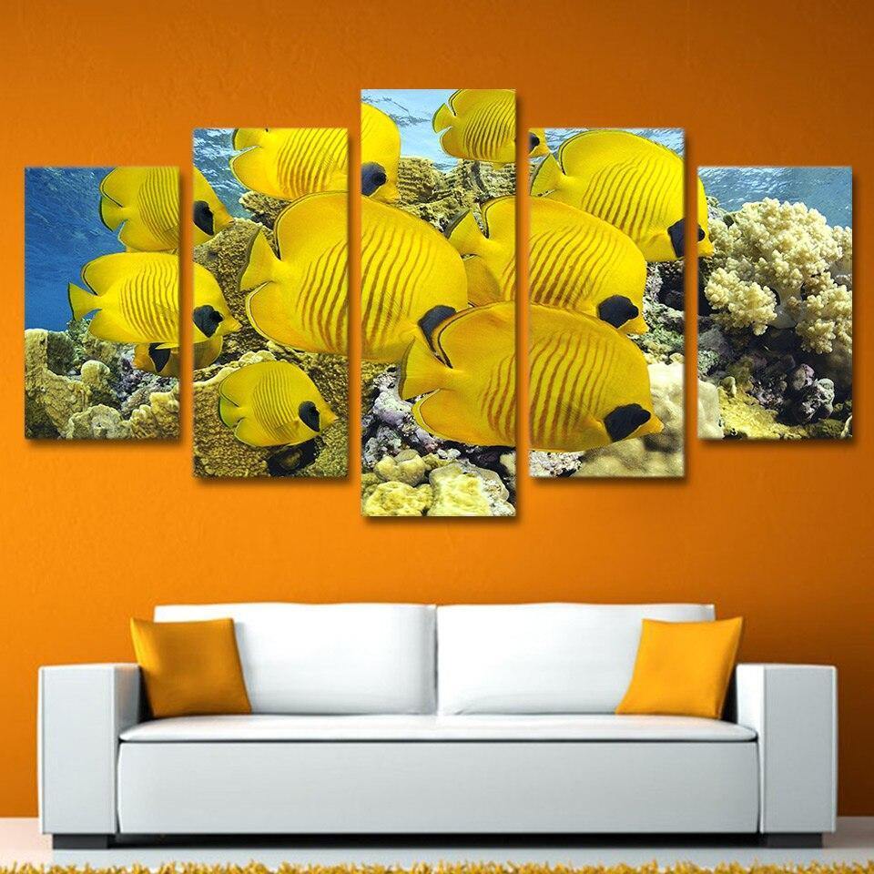 POISSON-PAPILLON JAUNE - Tableau mural sur toile imprimée - Art-Cadre.fr