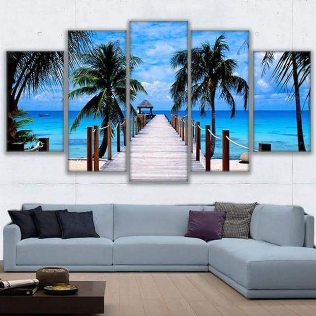 PONTON AUX PALMIERS - Tableau mural sur toile imprimée - Art-Cadre.fr