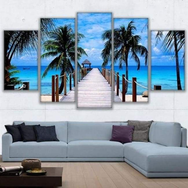 PONTON AUX PALMIERS - Tableau mural sur toile imprimée - Art-Cadre.fr