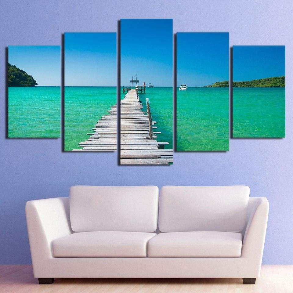 PONTON SUR LE PACIFIQUE - Tableau mural sur toile imprimée - Art-Cadre.fr