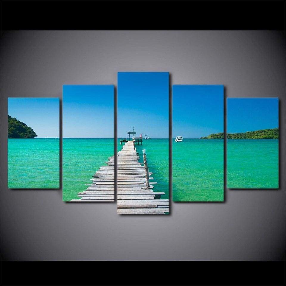PONTON SUR LE PACIFIQUE - Tableau mural sur toile imprimée - Art-Cadre.fr