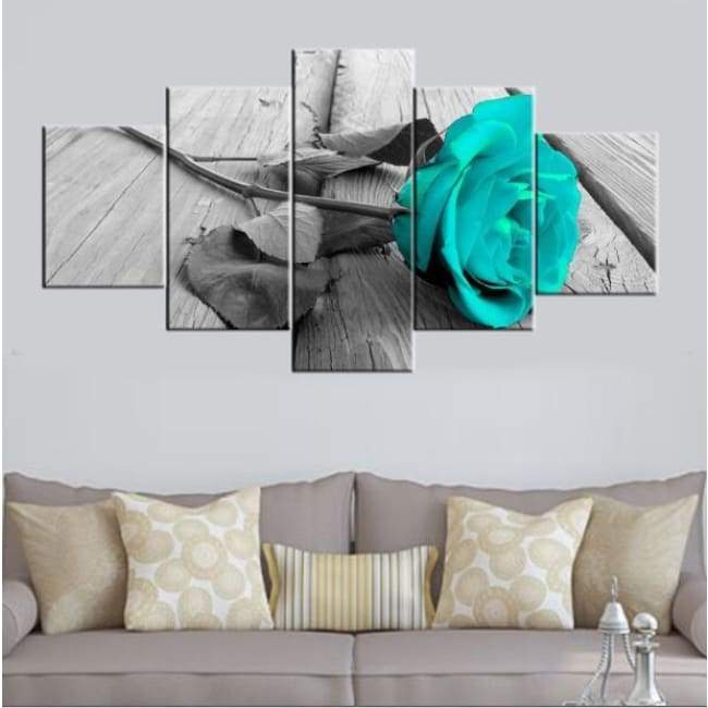 ROSE TURQUOISE - Tableau mural sur toile imprimée - Art-Cadre.fr