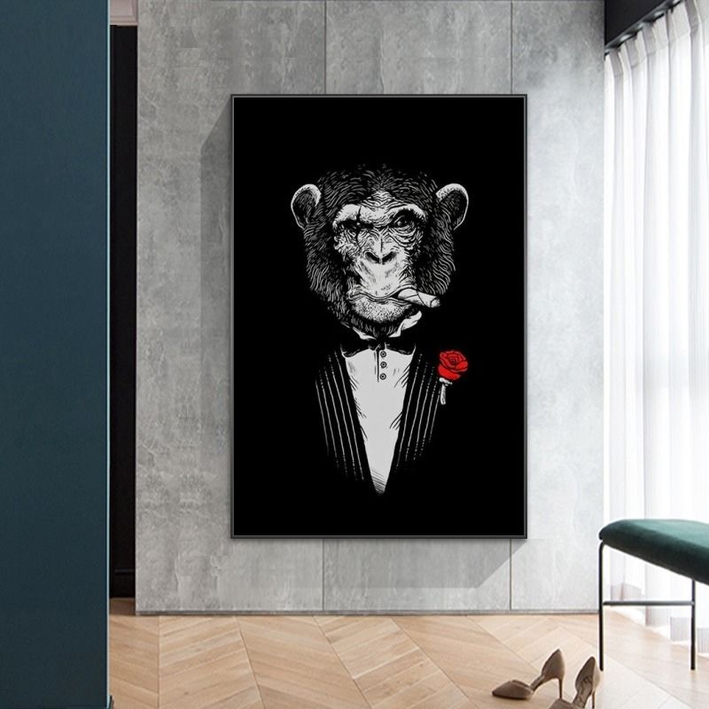 tableau singe en costume salon