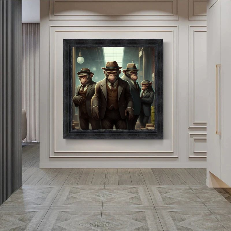 tableau singe mafia sur cadre
