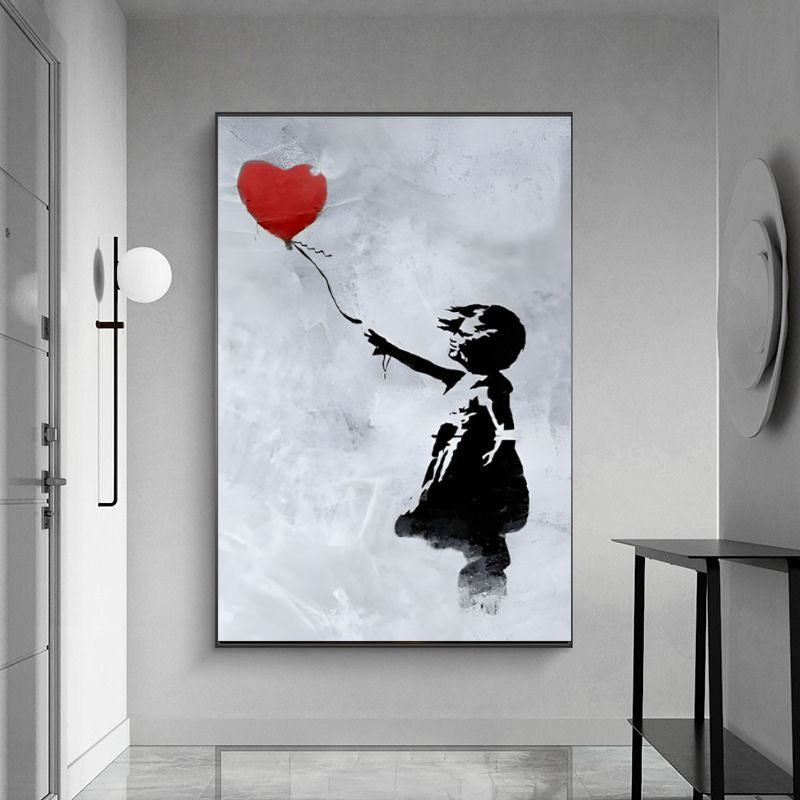 tableau street art ballon rouge cadre