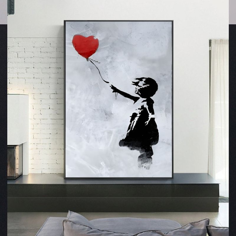 tableau street art ballon rouge
