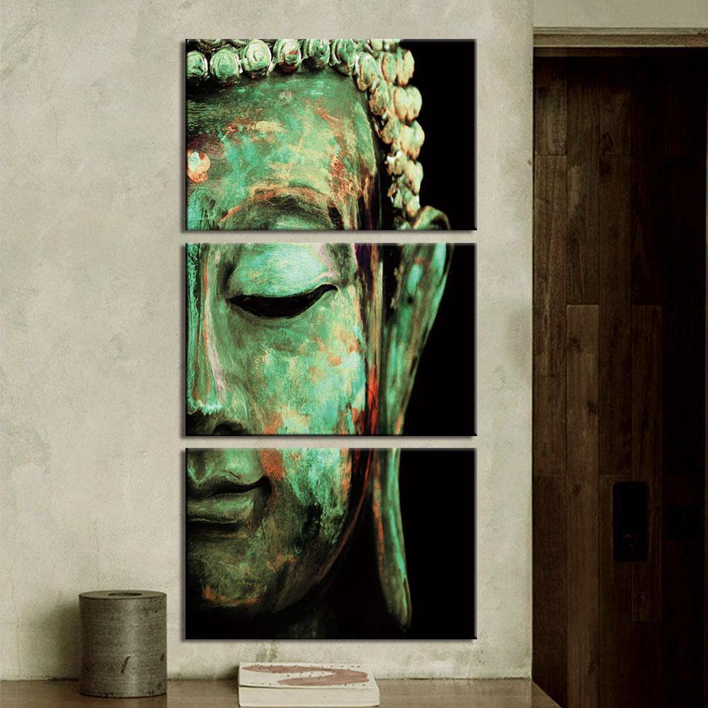 TÊTE DE BOUDDHA VERTE - Tableau mural sur toile imprimée - Art-Cadre.fr