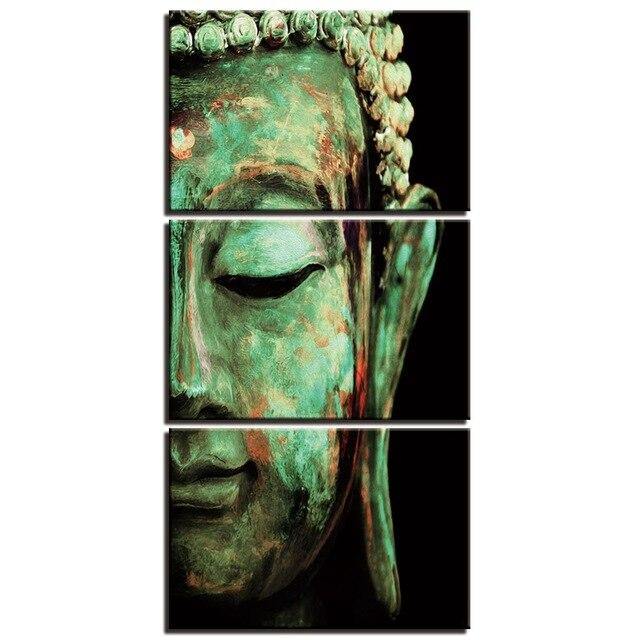 TÊTE DE BOUDDHA VERTE - Tableau mural sur toile imprimée - Art-Cadre.fr