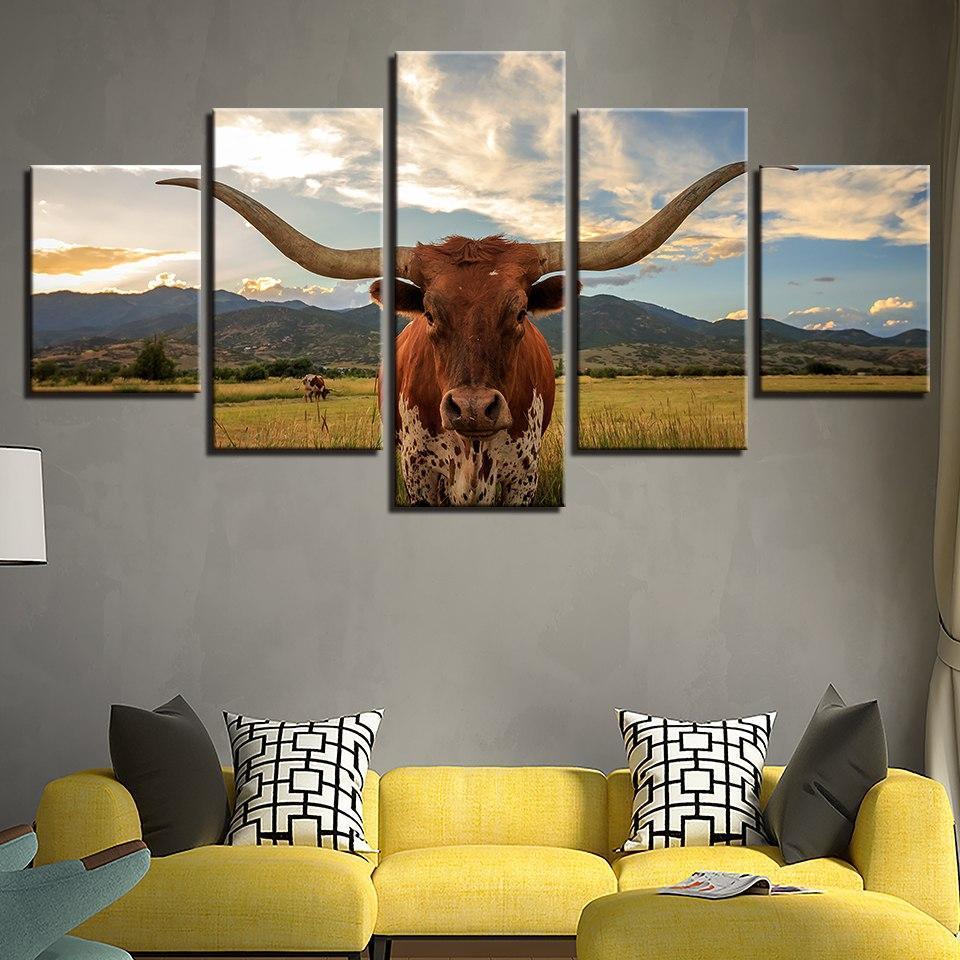 TEXAS LONGHORN - Tableau mural sur toile imprimée - Art-Cadre.fr