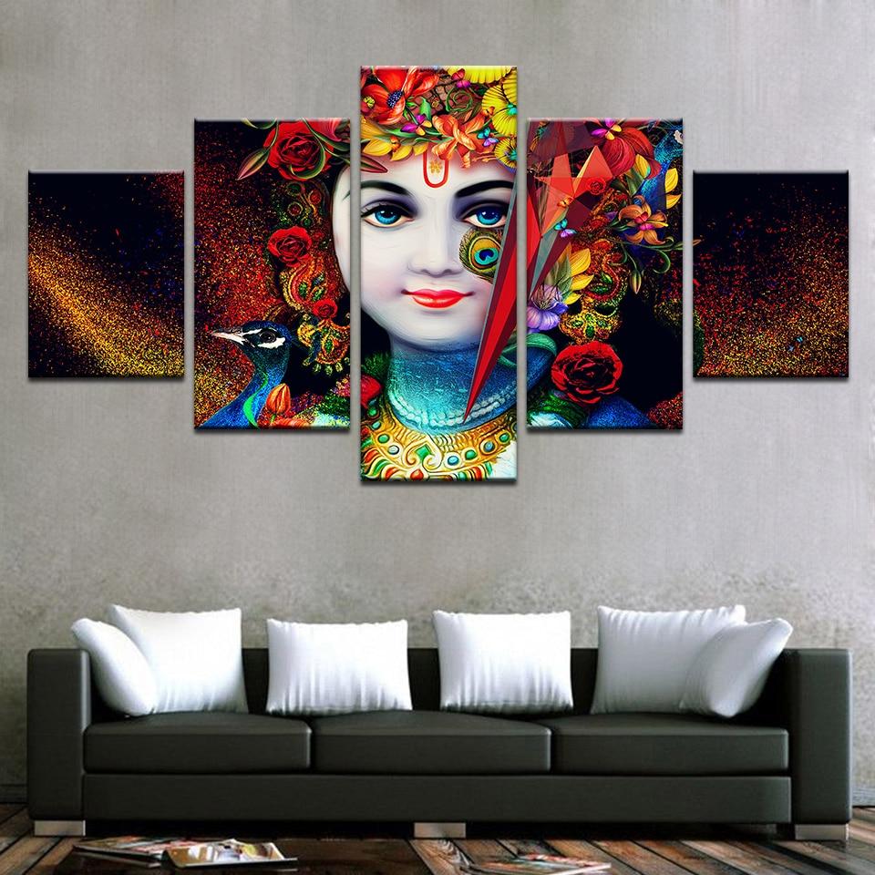 VISAGE DE KRISHNA - Tableau mural sur toile imprimée - Art-Cadre.fr