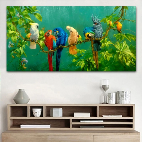 Tableau jungle perroquet