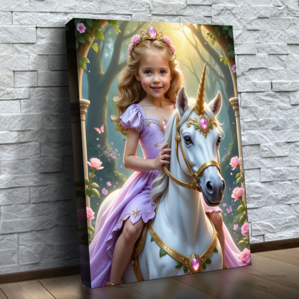 La Princesse et sa Licorne Magique Tableau Personnalisé