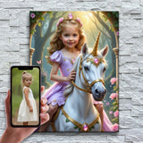 La Princesse et sa Licorne Magique Tableau Personnalisé