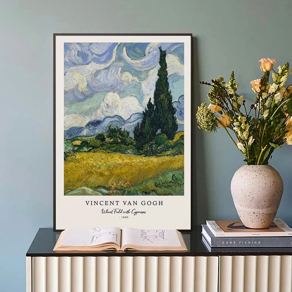 Champ de blé avec cyprès - Vincent Van Gogh tableau mural