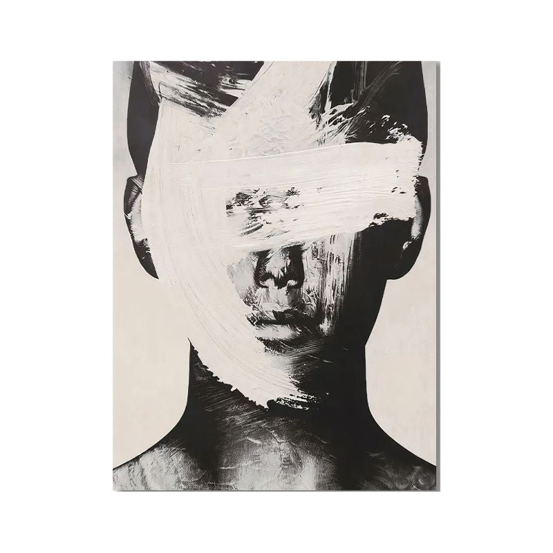 PortraitAbstraitMinimalisteNoiretBlanc toile 2