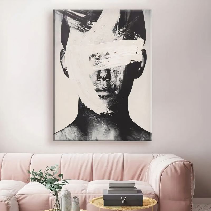 PortraitAbstraitMinimalisteNoiretBlanc canape