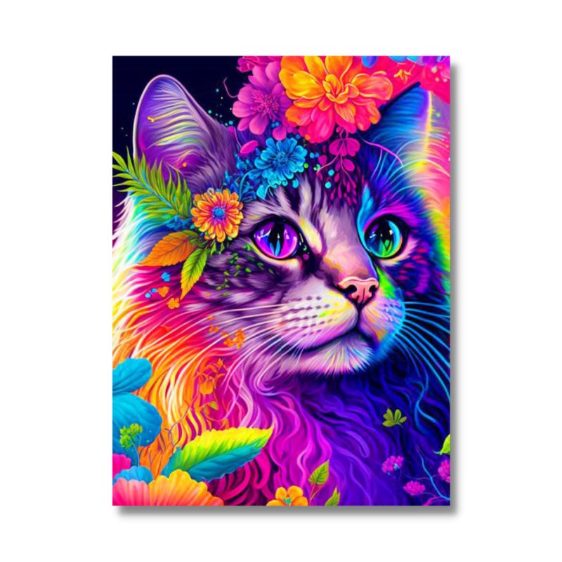 Tableau Chat Multicolore toile