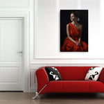 Tableau Femme Robe Rouge cadre